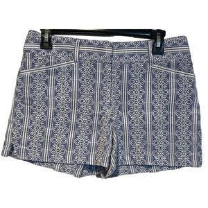 Ann Taylor Loft Shorts Womens Size 2 Blue White Embroidered Riviera Short $49